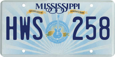 MS license plate HWS258