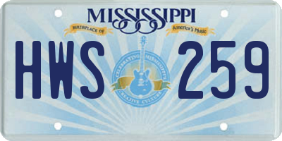 MS license plate HWS259