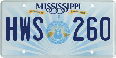 MS license plate HWS260