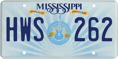 MS license plate HWS262