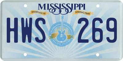 MS license plate HWS269