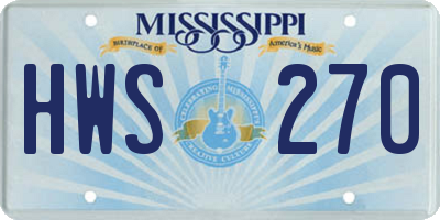 MS license plate HWS270