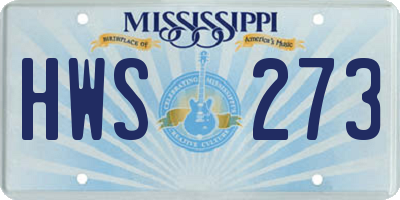 MS license plate HWS273