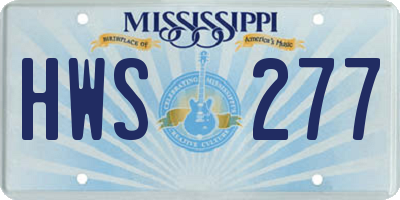 MS license plate HWS277