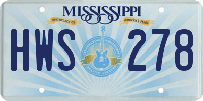 MS license plate HWS278