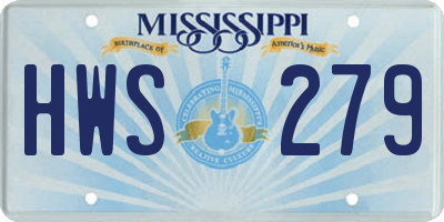 MS license plate HWS279