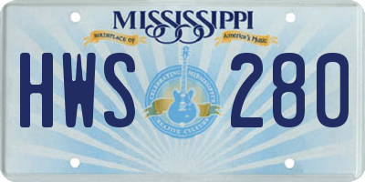 MS license plate HWS280