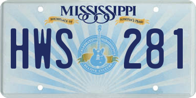 MS license plate HWS281