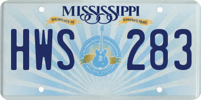 MS license plate HWS283