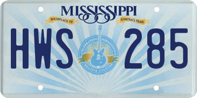 MS license plate HWS285