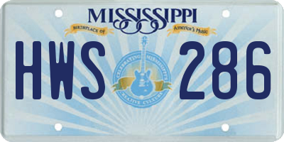 MS license plate HWS286