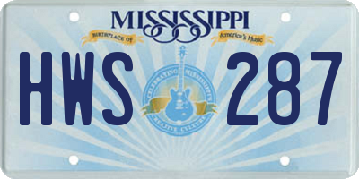 MS license plate HWS287