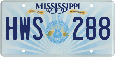 MS license plate HWS288