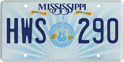 MS license plate HWS290