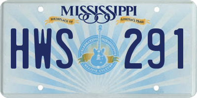 MS license plate HWS291