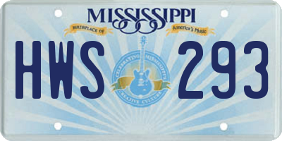 MS license plate HWS293