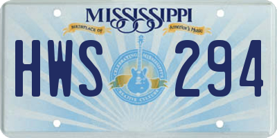 MS license plate HWS294