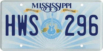 MS license plate HWS296