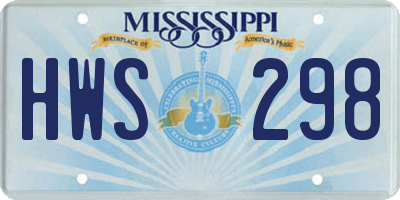 MS license plate HWS298