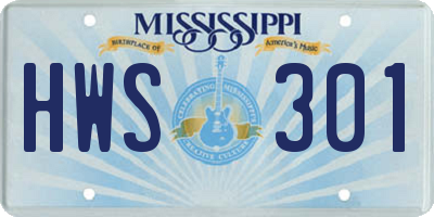 MS license plate HWS301