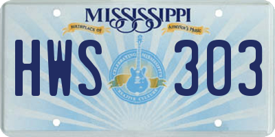 MS license plate HWS303
