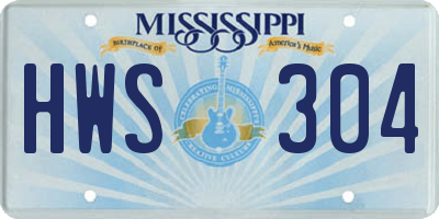 MS license plate HWS304