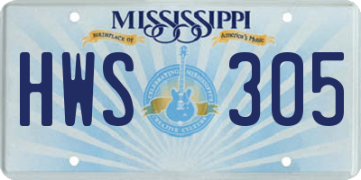MS license plate HWS305