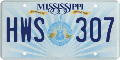MS license plate HWS307