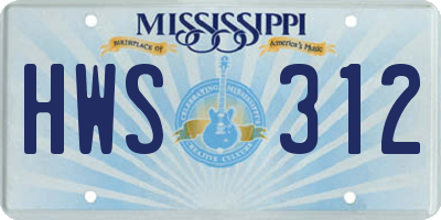 MS license plate HWS312