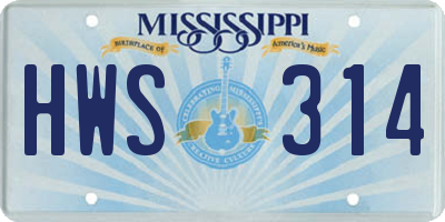 MS license plate HWS314