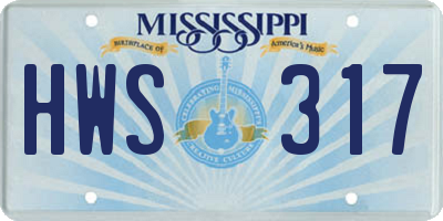 MS license plate HWS317