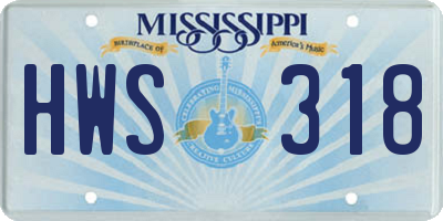 MS license plate HWS318