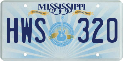 MS license plate HWS320