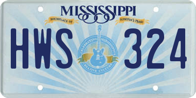 MS license plate HWS324