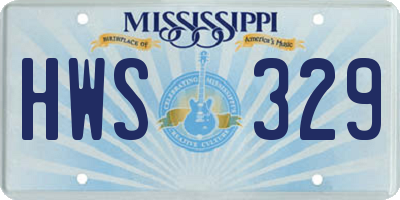 MS license plate HWS329