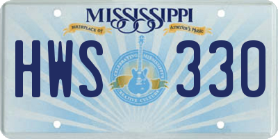MS license plate HWS330