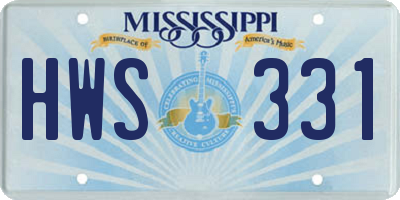 MS license plate HWS331