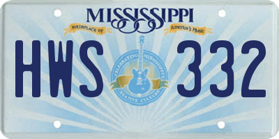 MS license plate HWS332