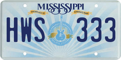 MS license plate HWS333