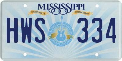 MS license plate HWS334