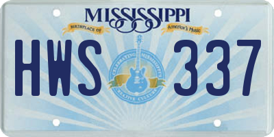 MS license plate HWS337