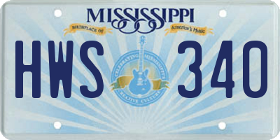 MS license plate HWS340