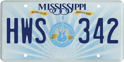 MS license plate HWS342