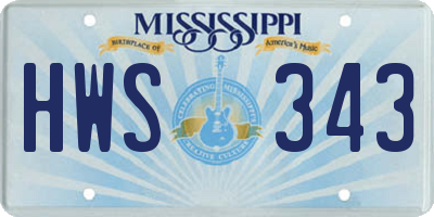 MS license plate HWS343