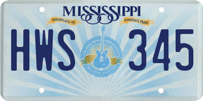 MS license plate HWS345