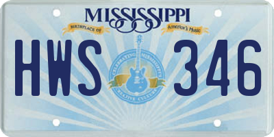 MS license plate HWS346