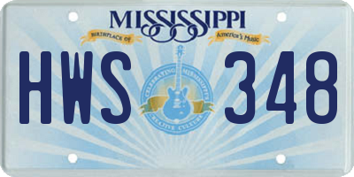 MS license plate HWS348