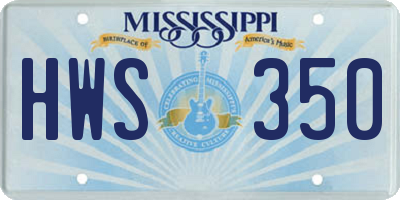 MS license plate HWS350