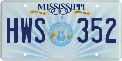 MS license plate HWS352