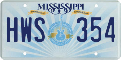 MS license plate HWS354